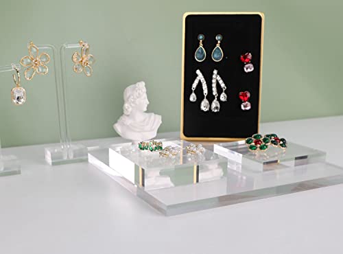 Transparent jewelry risers for selling, Acrylic risers for earring display, clear block ring riser tray for online business Photography【3.15 L x3.15 W x0.79 H inch】 - size: 3.15 L x3.15 W x0.79 H inch