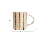 Creative Co-Op 32 Oz. Stoneware Pitcher with Checkered Pattern, Multicolor - style: Pitcher