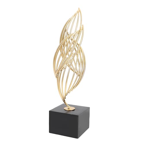 Modern Metal Sculpture, Iron Luxury Abstract Art Statue Decorative Table Centerpiece Ornament for Living Room Office Gold (Black Base)