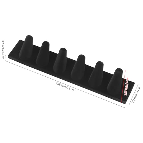 KUKUVR Velvet Ring Display Stand, Finger Jewelry Organizer for Retail Show, Personal Vanity, and Travel – Black Ring Holder for Engagement Rings, Wedding Bands, and Fashion Jewelry (Black 6 Fingers) - color: Black 6 Fingers