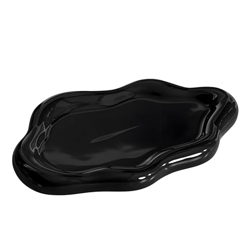 Ceramic Jewellery Dish Trinket Dish Jewelry Tray Cloud Shape Tray Perfume Tray Rings/Earrings/Bracelets/Watch/Keys Tray for Valentine's Day//Mother's Day/Birthday Gift (Black) - color: Black