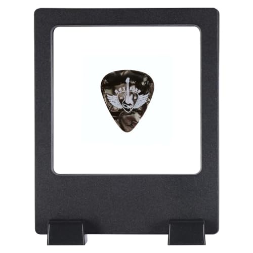 3D Floating Frame Flexible Single Medallion Medal Challenge Coin Poker Chip Guitar Piick Display Case Stand Holder Magic Suspension Box Black-Square Shape