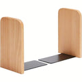 Heavy Duty Wooden Bookends Non Slip Book Shelf Holder for Books CDs and DVDs Stylish Home Office Accessory (Beige)