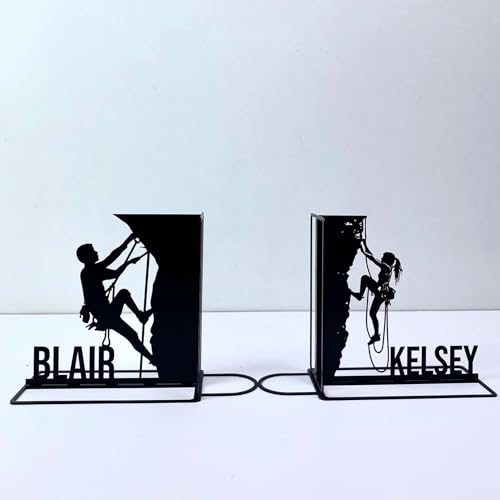 Custom Mountain Climbing Bookends for Shelves Decorative, Climbing Book Shelf Holder, Climber Book Ends Metal Art, Book Stopper for Heavy Books - color: Design 15