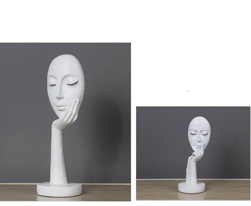 Elegant Abstract Thinking Woman Resin Sculpture - Modern Minimalist Geometric Decor, 7 Colors, 2 Sizes (12" and 15") - Contemporary Art for Living Room and Study (Blue Gold 12 inch) - color: Blue Gold 12 Inch