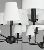 6-Light Black Pendant Chandelier with Fabric Shades, E12 Base - Farmhouse & Industrial Style for Kitchen, Living Room, Dining Room, or Bedroom Lighting - color: 6 Light+Black