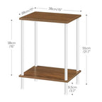 HOOBRO End Tables, Small Side Table, Nightstand with 2-Layer Storage Shelves, Sofa Table for Small Spaces, Living Room, Bedroom, Stable Frame, Easy Assembly, Walnut and White WH09BZ01 - color: Walnut + White