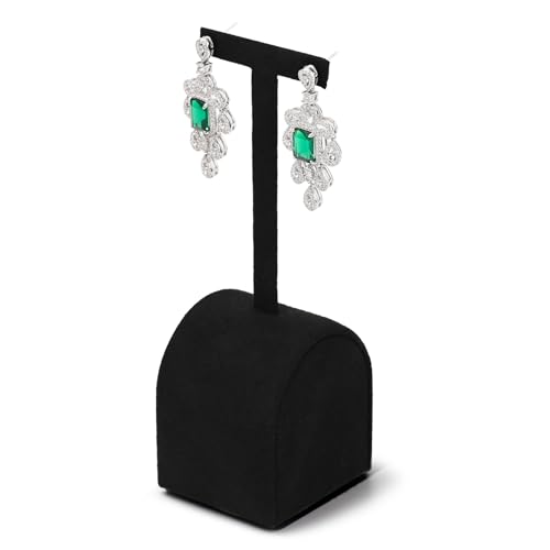 Microfiber Jewelry Earring Display Stand Earring Display Organizer Stand (Black, Low) - size: 1.57" x 1.57" x 5.12"