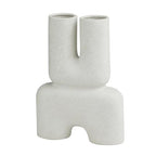 Deco 79 Ceramic Abstract Dual Opening U-Shaped Vase with Glossy Speckled Texture, 11" x 4" x 15", White - color: White