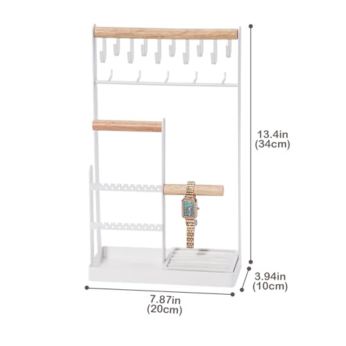 ProCase Jewelry Organizer Jewelry Stand Jewelry Holder Organizer, 4-Tier Necklace Organizer with Ring Tray, Large Aesthetic Jewelry Tower Storage Rack Tree for Bracelets Earrings Rings -Large, White - color: White, size: 13.4" Height