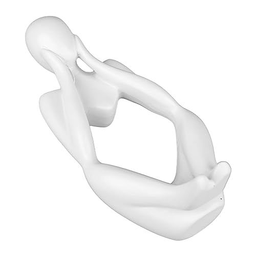 Abstract Thinker Statue | Synthetic Home Accent for Living Room/Office Desk/Bookshelf | Hollow Design Art Sculpture Collectible Present (White Focus) - style: White Focus