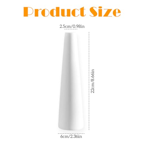 White Ceramic Bud Vase Tall Conic Flower Single Stem Vase Home Decorative Floral Centerpiece for Wedding and Office