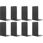 MSDADA Black Metal Bookends (8pcs, 4 pairs) for Book Shelves, Office, Heavy Books, Modern Minimalist Style - color: Black