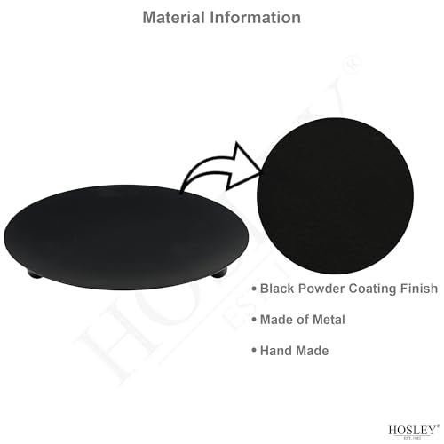 Hosley Set of 6 Black Iron Pillar Candle Holder Plates – 7-Inch Decorative Round Trays for Pillar Candles – Ideal for Weddings, Special Occasions, Home Décor, and Pedestal Displays - color: Black, size: 7" Diameter