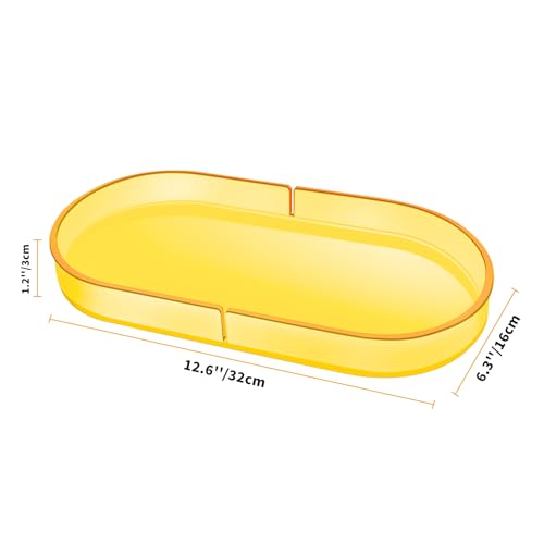 Acrylic Decorative Vanity Tray Perfume Jewelry Trinket Tray for Bathroom Counter Soap Toilet Tank Sink Small Candle Catch All Organizer, 12.6x6.3 Inches, Neon Yellow - color: Neon Yellow