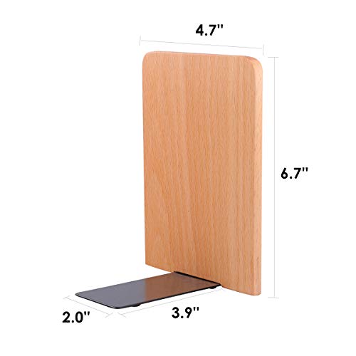 Pandapark Wood Bookends,Non-Skid Bookend for Shelves,Heavy Duty Bookends,Book Stand for Books/CDs,1 Pair - color: Beech-a Plus