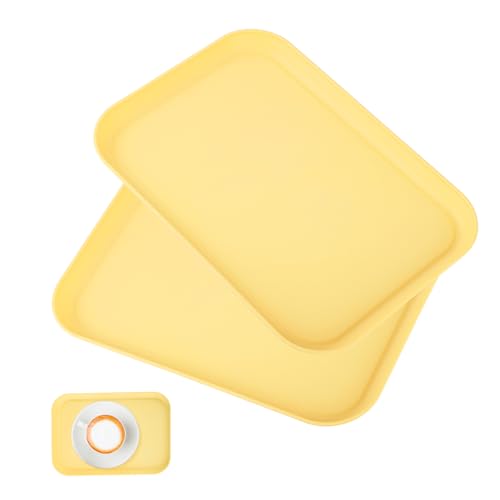 Yellow Plastic Serving Platters and Trays,Serving Dishes for Entertaining,Rectangular Platters for Serving Food, Appetizer Serving Trays for Snacks,Charcuterie,Chips,Candy,Fruit,Sushi - color: Tray-s-2pack-milk Yellow