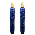 CVHOMEDECO. Real Wax Hand Dipped Battery Operated LED Timer Taper Candles Rustic Primitive Flameless Lights Decor, 6-3/4 Inch, Navy Blue, 2 PCS in a Package - color: Navy Blue 2 Pcs