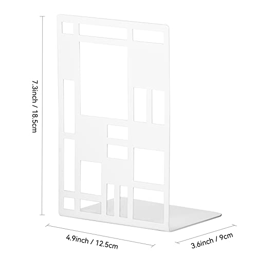 INNPLUS Heavy-Duty Metal Bookends, 6 Pair, White, Anti-Slip Foam Pads, Perfect for Heavy Books, Office, Home - color: White, size: 3 Pair
