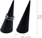 AUEAR, 6 Pack Cone Shape Acrylic Solid Ring Display for Jewelry Showcase Stand (Black) - color: Black, size: 6 Pack