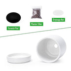 D'vine Dev Set of 2 Plants Pots, 3.5 Inch Ceramic Planter Pot for Plants with Drainage Hole and Saucer, White, 94-V-A-1 - color: White, size: 3.5 Inch