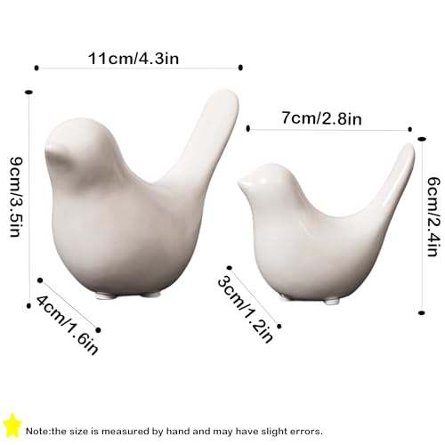 Small Animal Statues, White Bird Figurines Home Decor, Modern Home Decorative, Ceramic Decor for Office Desktop, Bookshelf, Bedroom, Living Room, Cabinets (White 2 Pcs) - color: White
