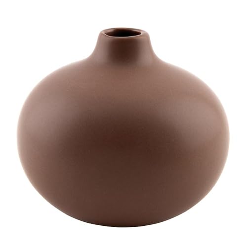 47th & Main Ceramic Vases for Flowers Modern Minimalist Small Vase for Home Décor, 4.5" Diameter x 4" Tall, Matte Coffee - color: Matte Coffee