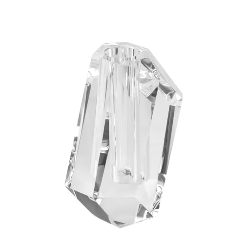Crystal Vase Home Decor 4.72IN, Multi-Faceted Design Vase Centerpieces Decorations for Wedding or Gift, Clear Color with Gift Box - size: X-Small