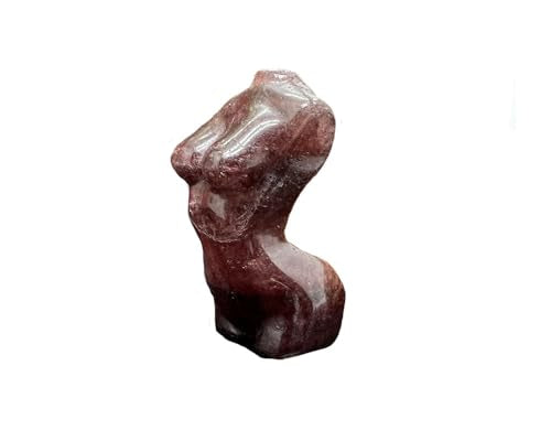Natural Strawberry Quartz Female Model Figurine Hand Carved Body Sculpture Statue Gemstone Small Figurine Reiki 3 Inch Home Office Decor Ornaments 100-150 Grams - color: Strawberry Quartz
