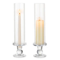 Hurricane Glass Taper Candle Holder: 2Pcs Tall Hurricane Candle Holder for Home Clear Tapered Candlestick Holders with Open Ended Glass Sleeve Candle Stick Holder for Table Centerpieces - size: S - 2 Pcs