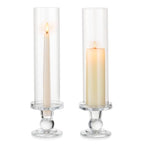 Hurricane Glass Taper Candle Holder: 2Pcs Tall Hurricane Candle Holder for Home Clear Tapered Candlestick Holders with Open Ended Glass Sleeve Candle Stick Holder for Table Centerpieces - size: S - 2 Pcs