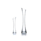 WGV Maria Bud Vase, Width 2", Height 10", Clear Slant Cut Opening Gathering Concaved Glass Floral Container Centerpiece for Wedding Party Event Home Office Decor, 1 Piece - size: 2"x10"H Maria