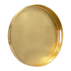 MAONAME 13" Gold Round Decorative Tray for Coffee Table, Modern Serving Tray with Handles, Foil Ottoman Trays, Bathroom Decor - size: 13"