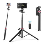 ULANZI MT-78 Extendable Phone Tripod, metal 72.83" Selfie Stick Camera Tripod Stand with 2 in 1 Phone Clip, 360° Ball Head Camera Tripod with cold shoe for iPhone 17 Sony Canon, Lightweight for Travel