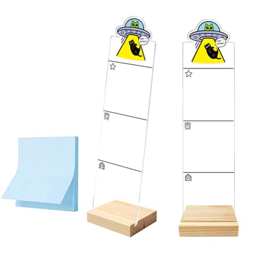 Monitor Memo Board Computer Monitor Memo Board Sticky Note Organizer Cat Acrylic Desk Accessories Removable Wooden Base Set Sticky Notes 100 Sheets 11.8×3.1 inches - color: Cat 01