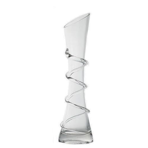 Hand-Made Blown Art Bud Glass Vase, Clear Glass, Oblong Shape, Modern Style, Thread Pattern, Stemless, Perfect for Home Decorations