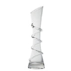 Hand-Made Blown Art Bud Glass Vase, Clear Glass, Oblong Shape, Modern Style, Thread Pattern, Stemless, Perfect for Home Decorations