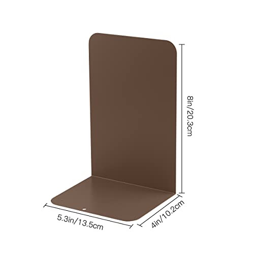 MSDADA Bookends, Book Ends for Book Shelves, Book Ends for Heavy Books,Metal Bookend Supports, Modern Minimalist Style Bookend, Brown(4Pairs/8Pcs) - color: Brown