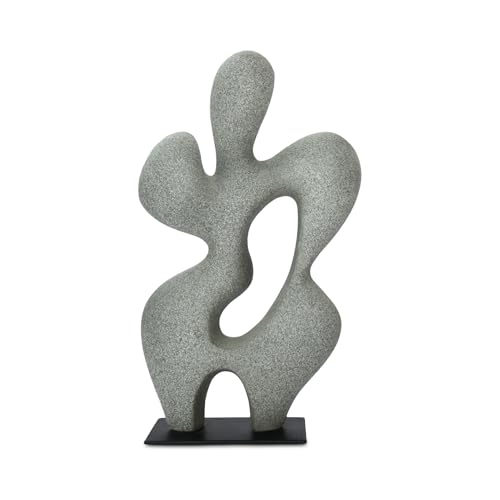 Elio Sculpture, Rectangular, Ecomix, Slim Metal Base, Freeform Modernist Figure, Charcoal Grey