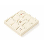 Oirlv Microfiber 9 Slots Jewelry Pendant Display Tray Jewelry Necklace Organizer Display Tray(Beige) - color: 9 Necklaces P13412