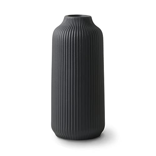 flature Ceramic Vase in Nordic Style, Decovase Large for Pampas Grass as Boho Deco, Vase Black Matt 10 inch for Flowers, Scandinavian Design Home Decoration for Fresh Flowers, Dried Flowers (Size L) - color: Black, size: Single Large