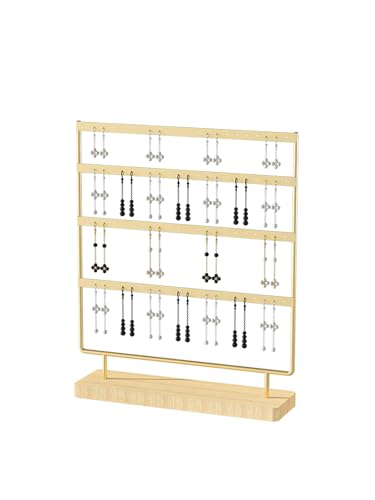 Julysky Earring Holder Organizer, Earring Stand, 4 Layers, Golden - color: Golden, size: 4 Layers