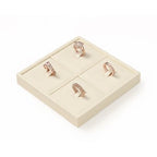 Oirlv Microfiber 4 Slots Jewelry Ring Display Tray Rings Display Organizer Tray(Beige) - color: 4 Rings A P13401