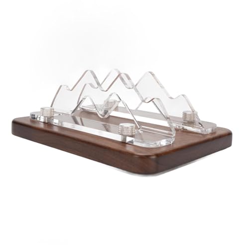 Asixxsix Mini Stand, Adjustable Slot Width 25-56mm Vertical Stand, Walnut Wood Desktop Holder with Anti Slip Silicone for