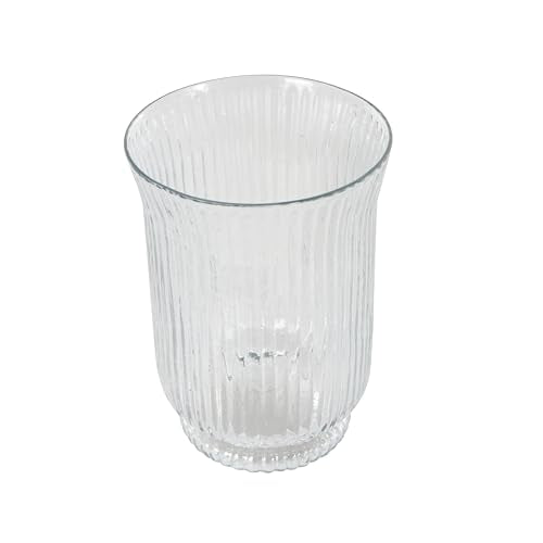 Deco 79 Glass Decorative Candle Holder Ribbed Candle Stand, Candlestick Holder 6" x 6" x 8", Clear - size: 6" x 6" x 8"
