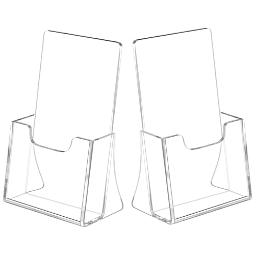 NIUBEE Acrylic Brochure Holder for 4’’ Trifold Pages, 50% Thicker Countertop Acrylic Literature Holder Plastic Flyer Display Stand for Magazine, Pamphlet, Booklets, Menu, Journals, 2 Pack - size: 4" x 6", style: 2 Pack