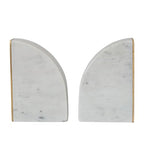 Bloomingville 2-Piece Marble Bookends with Brass Inlay, Gold Finish, White