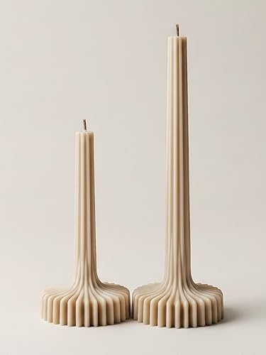 LAWA Set of 2 Vase Candle - Beautiful Handmade Pillar Unscented Soy Wax Elegant Aesthetic Candle Housewarming Gift Home Room Shelf Decor Idea Sandstone - color: Sandstone