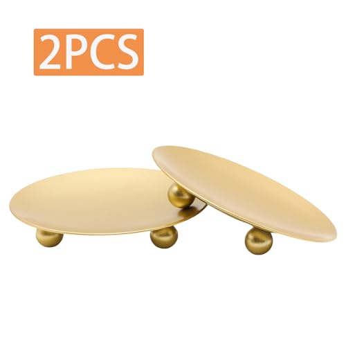 2Pcs Iron Plate Candle Holder Set - 2.68 Inch Decorative Pedestal Candle Stands for Home, Wedding, and Birthday Parties - Elegant Gold Candle Holders for Stylish Décor - color: Gold, size: Small