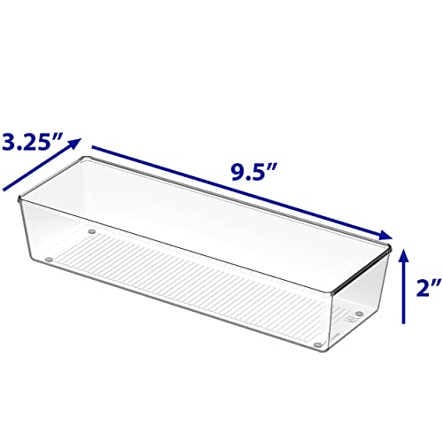 Simple Houseware Clear Drawer Organizer for Office Bin Desk Storage, 3.25"x 9.5", 4 Packs - size: Large Size